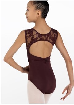 Lace Cap Sleeve Leotard - Black - 14539 Main Image